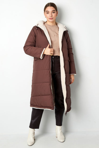 Long Nylon Coat - Brown