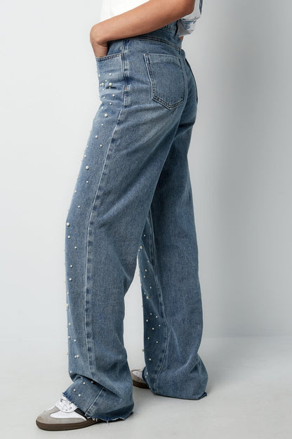 Jeans met parelversiering