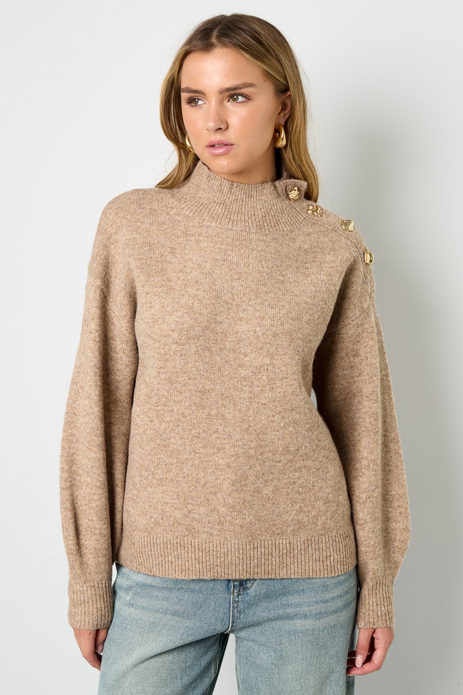 Polyester Sweater met Zijknopen